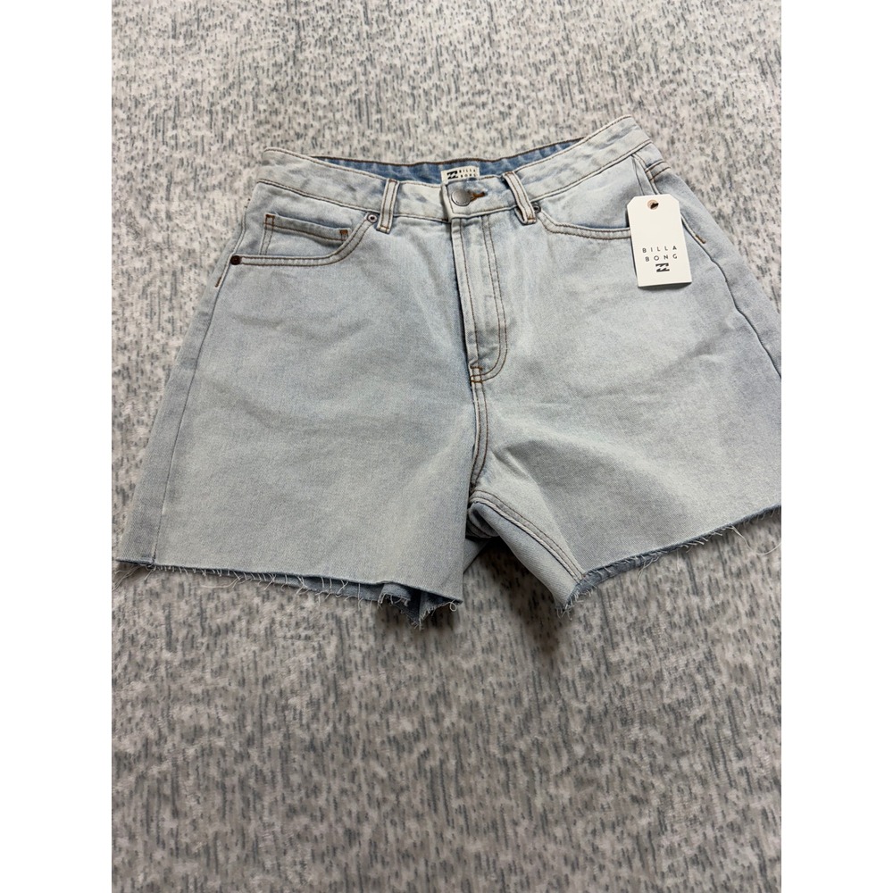 Billabong Riley Denim Shorts Light Wash High Rise Raw Hem UBJDS00103 Size 26 NEW